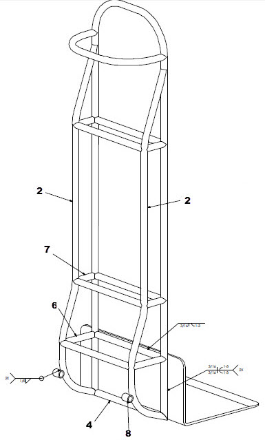 hand truck weldments back