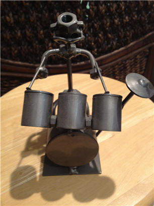 miniature drum set metal art