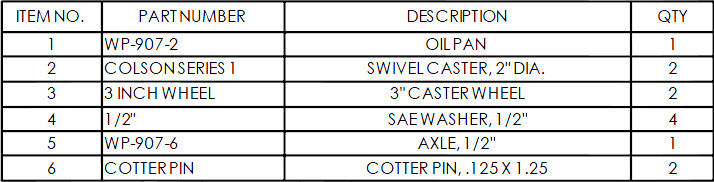 oil drain assembly list