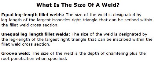 weld size