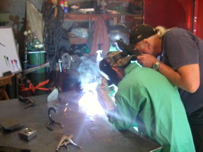 students welding