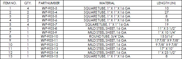 welding cart materials list